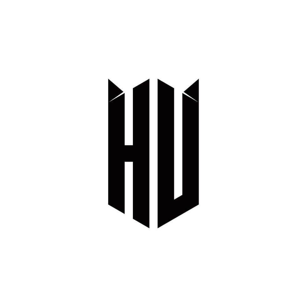 hu logotyp monogram med skydda form mönster mall vektor