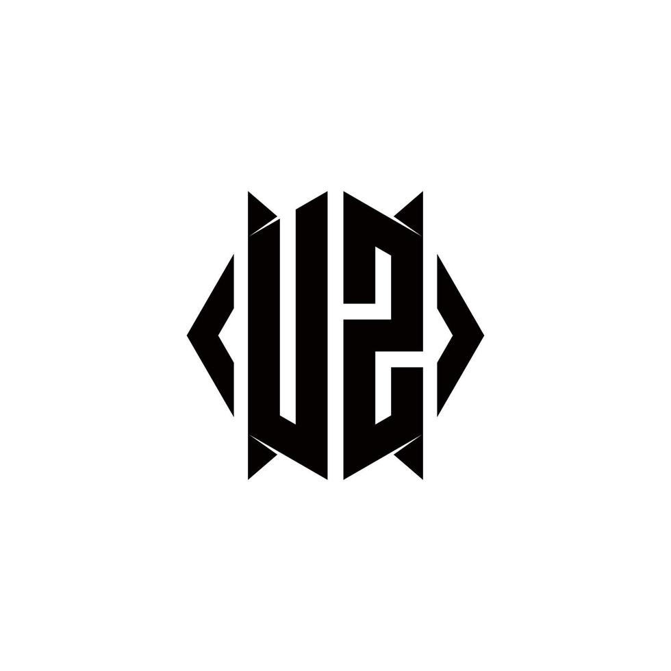 uz Logo Monogramm mit Schild gestalten Designs Vorlage vektor