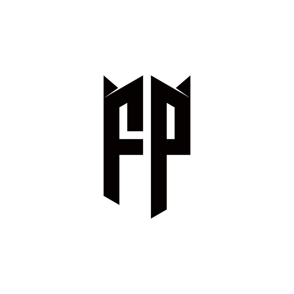 fp logotyp monogram med skydda form mönster mall vektor