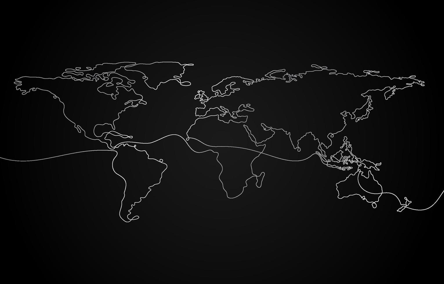 kontinuierlich einer Linie Welt Karte Zeichnung Konzept vektor