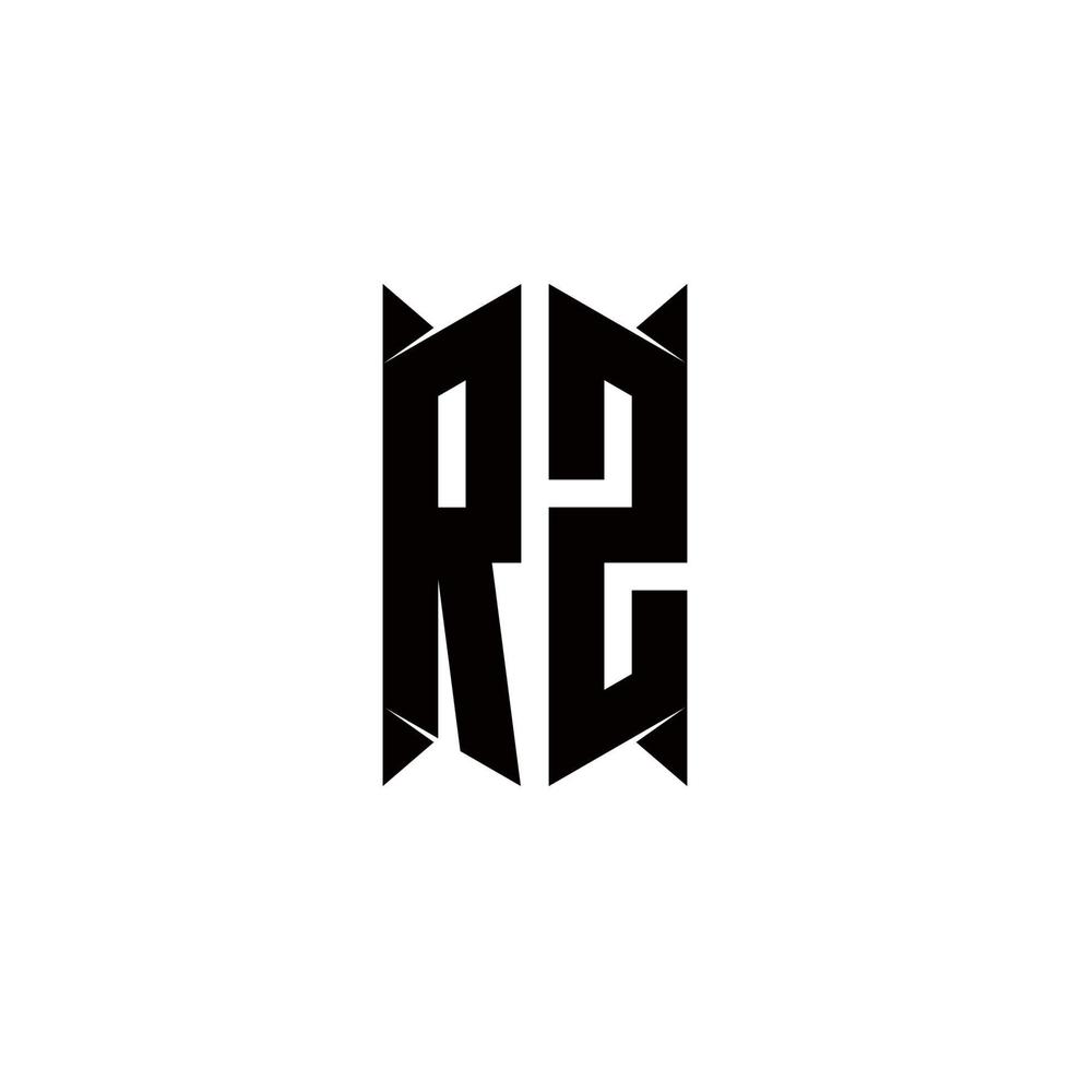 rz logotyp monogram med skydda form mönster mall vektor