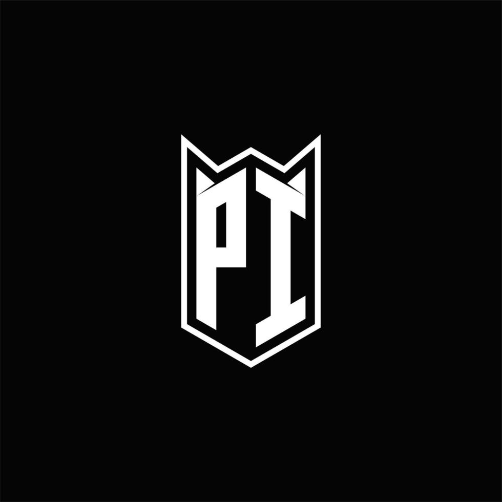 pi logotyp monogram med skydda form mönster mall vektor