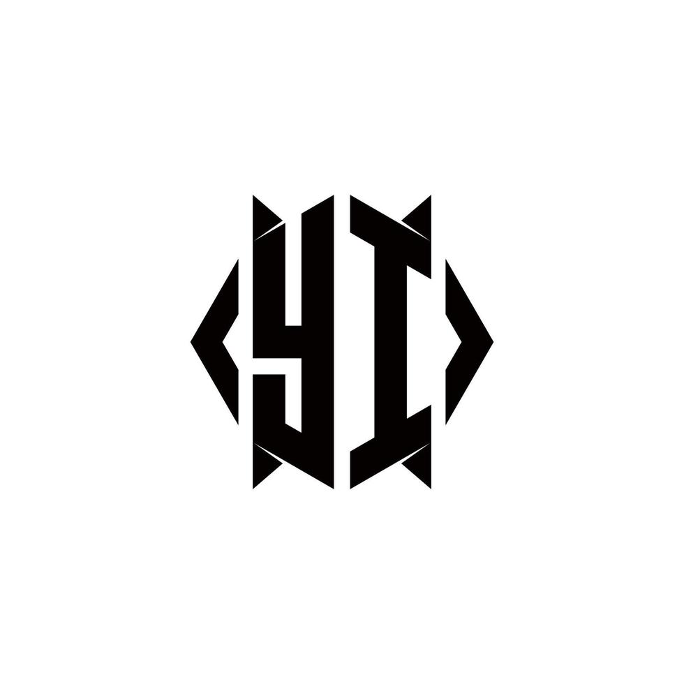 yi logotyp monogram med skydda form mönster mall vektor