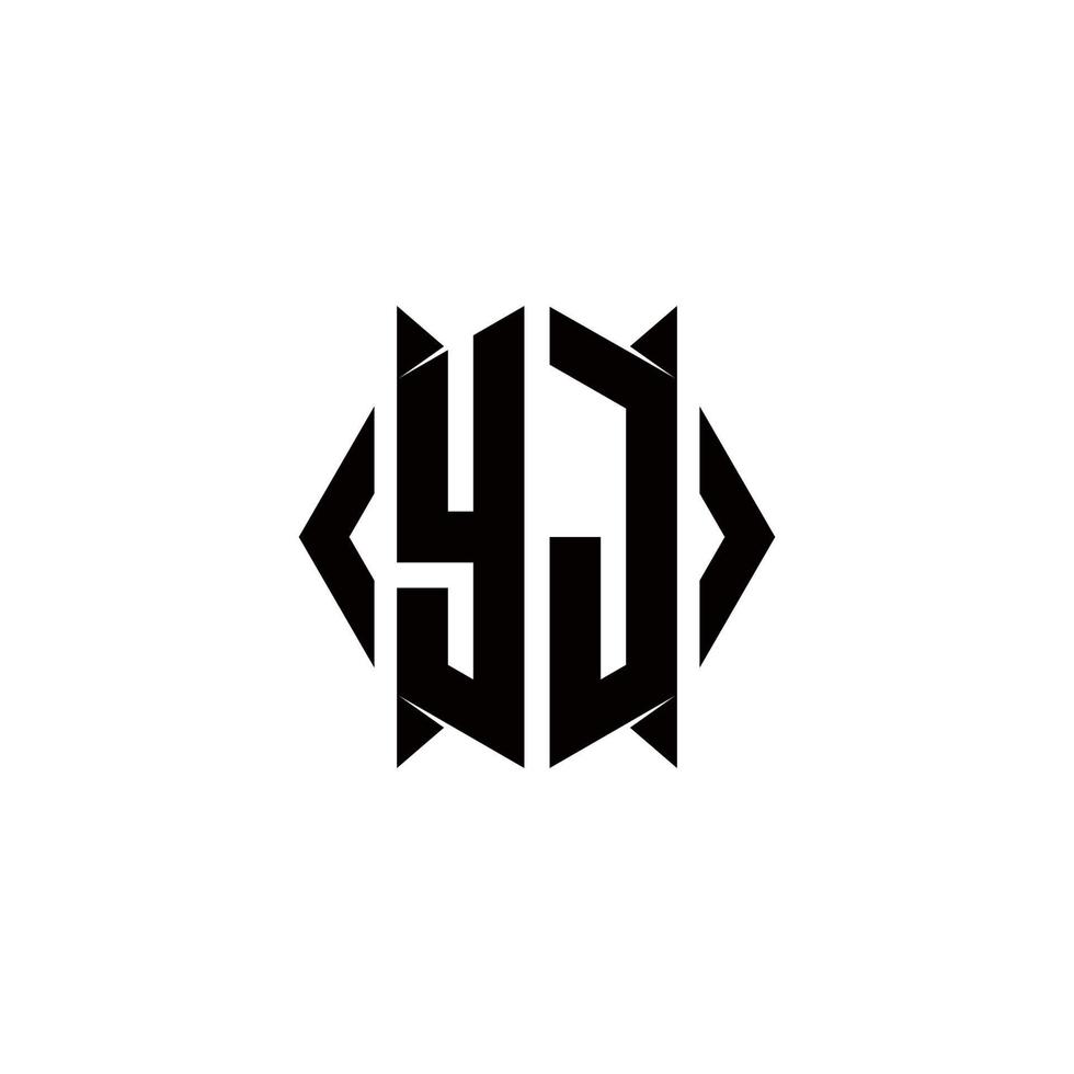 yj logotyp monogram med skydda form mönster mall vektor