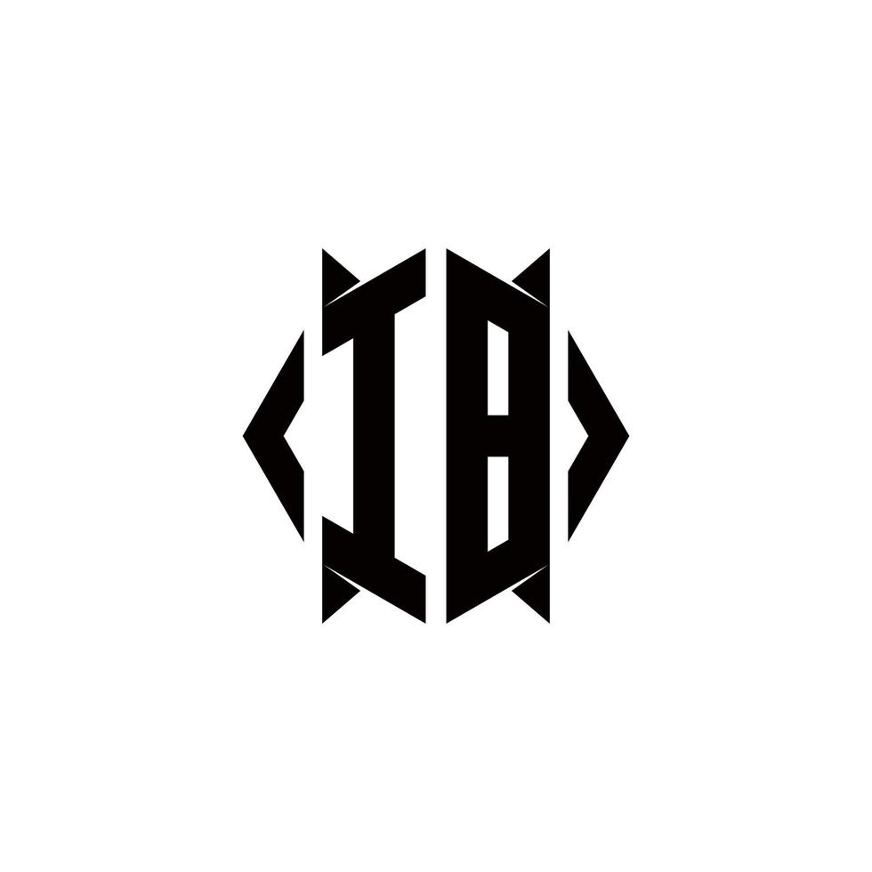 ib logotyp monogram med skydda form mönster mall vektor