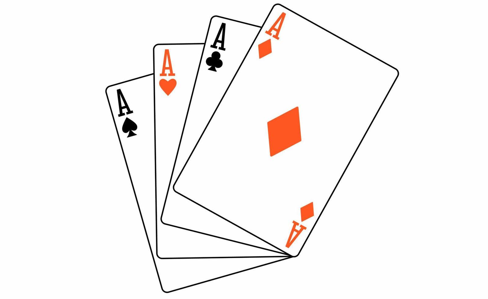 vier Asse spielen Karten Anzüge isoliert auf Weiß Hintergrund vektor