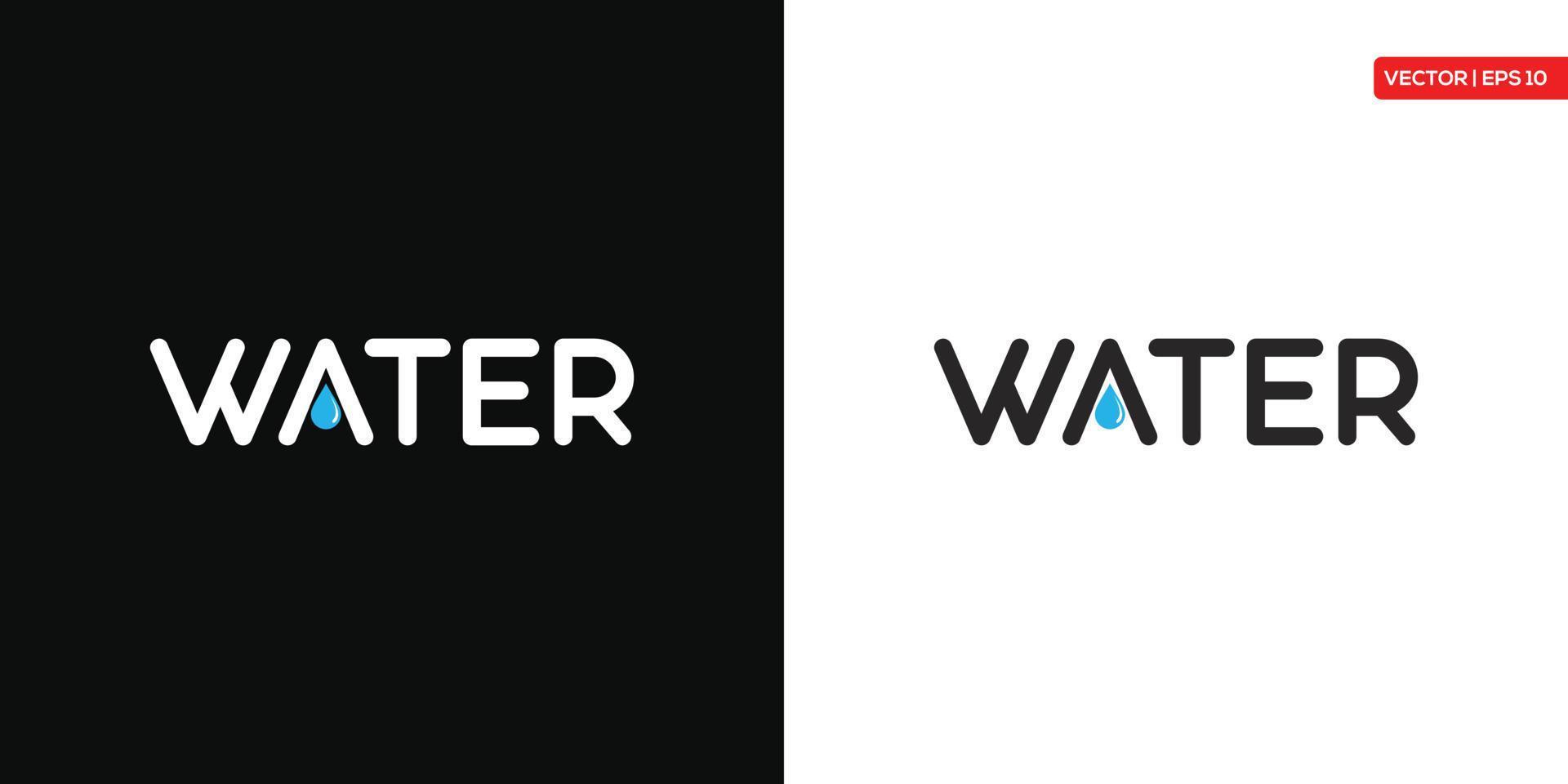 vatten logotyp, vatten typografi vatten är en platt vatten liten droppe text och ikon baserad logotyp vektor