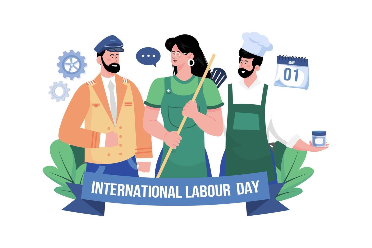 internationell arbetskraft dag illustration begrepp på vit bakgrund vektor
