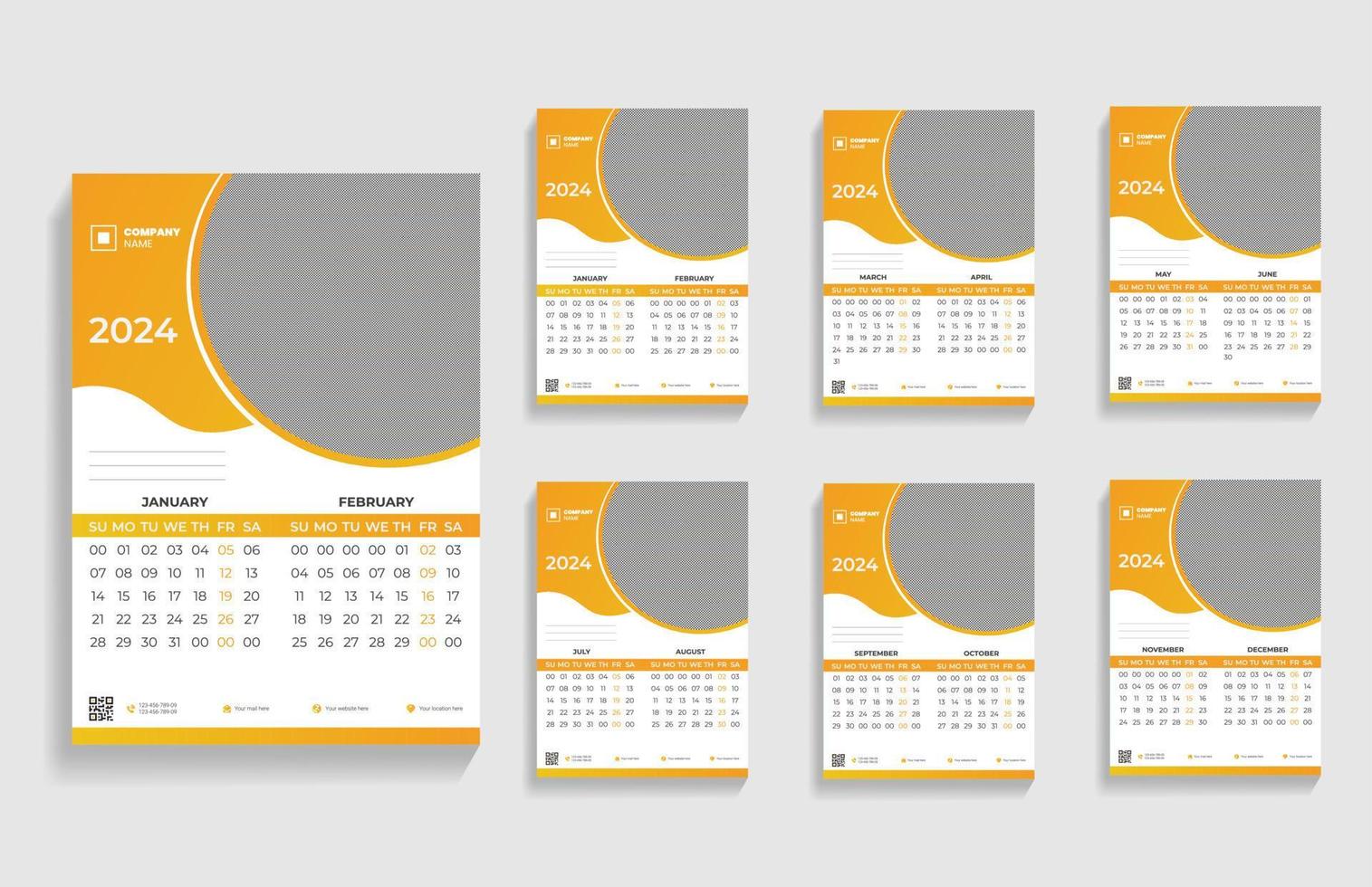 kreativ mehrere Mauer Kalender Design Vorlage vektor