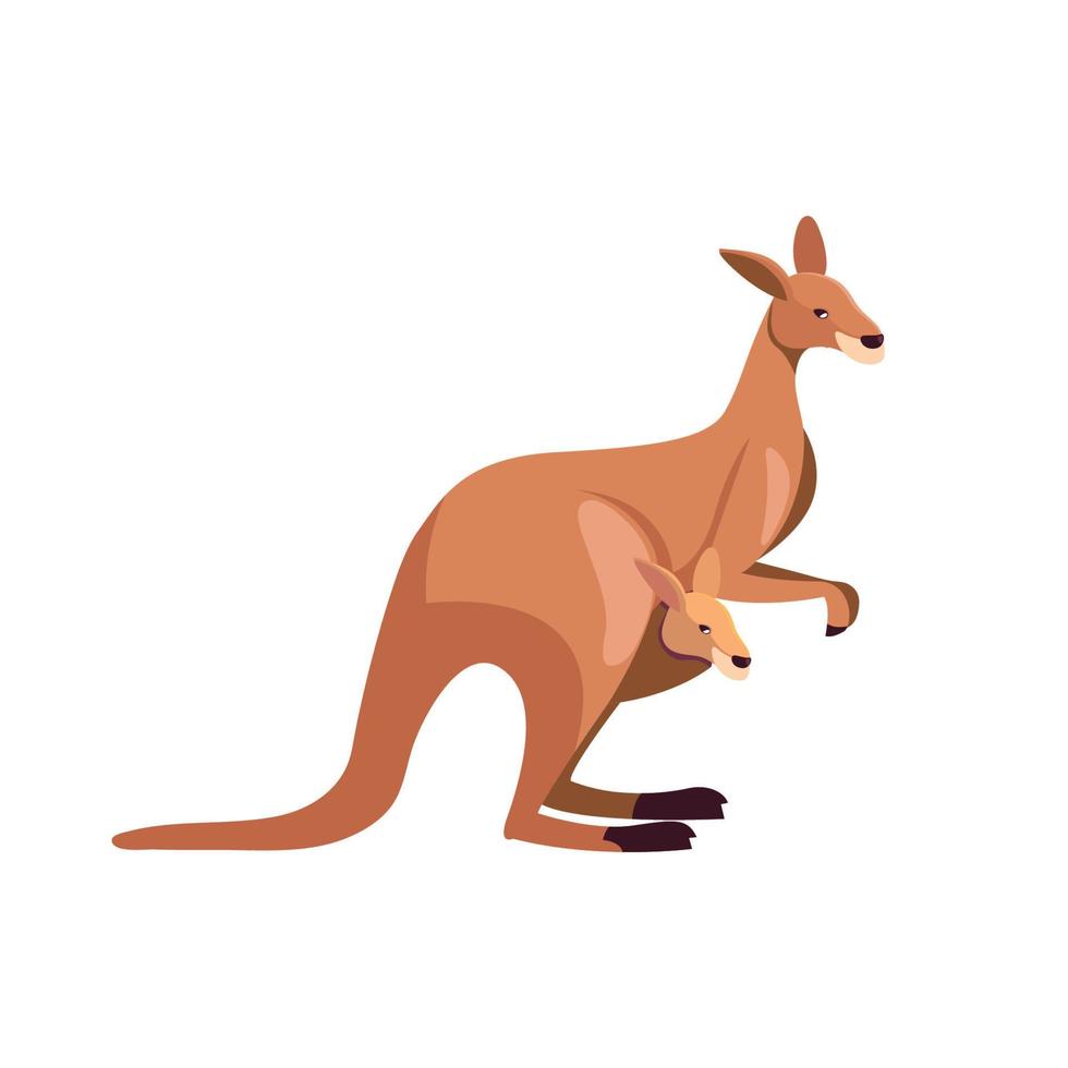 Känguru Tier Mutter mit Kind im Tasche süß Karikatur vektor