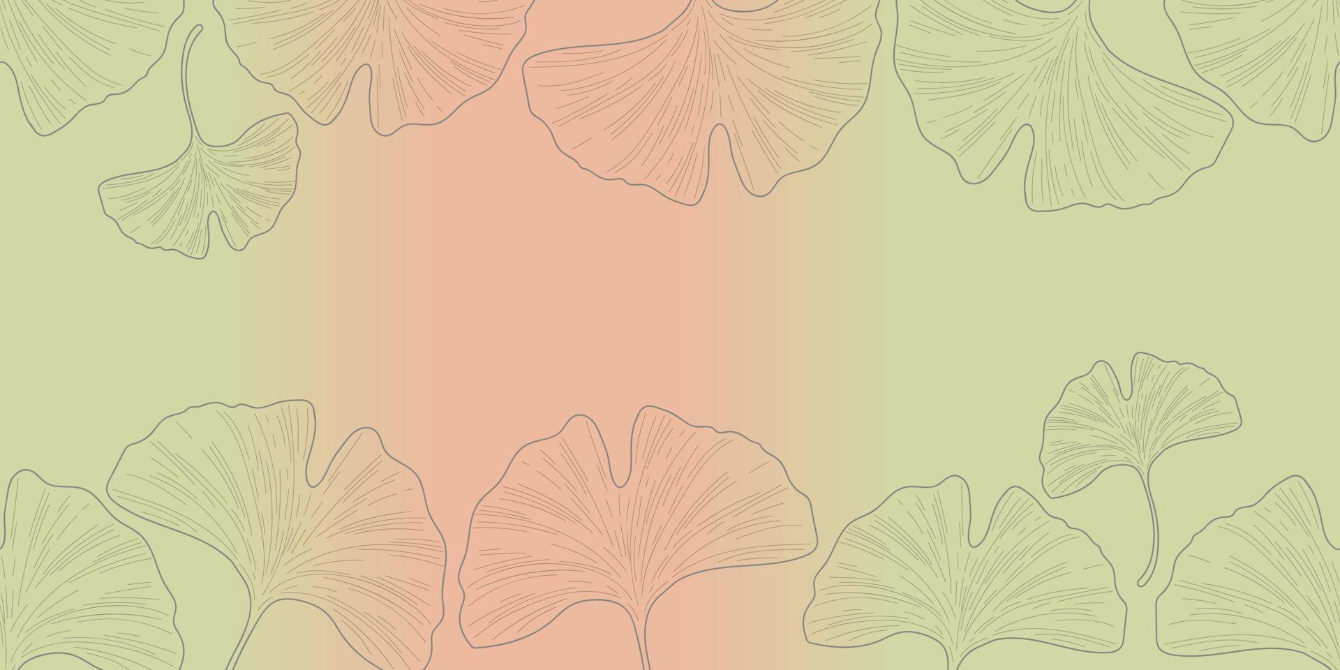 Ginkgo biloba Muster von zart Pflanze Zweige, Gliederung Vektor Illustration.