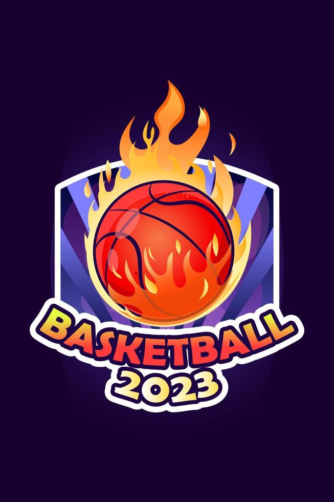 fri vektor basketboll logotyp med brand. modern logotyp för basketboll team.