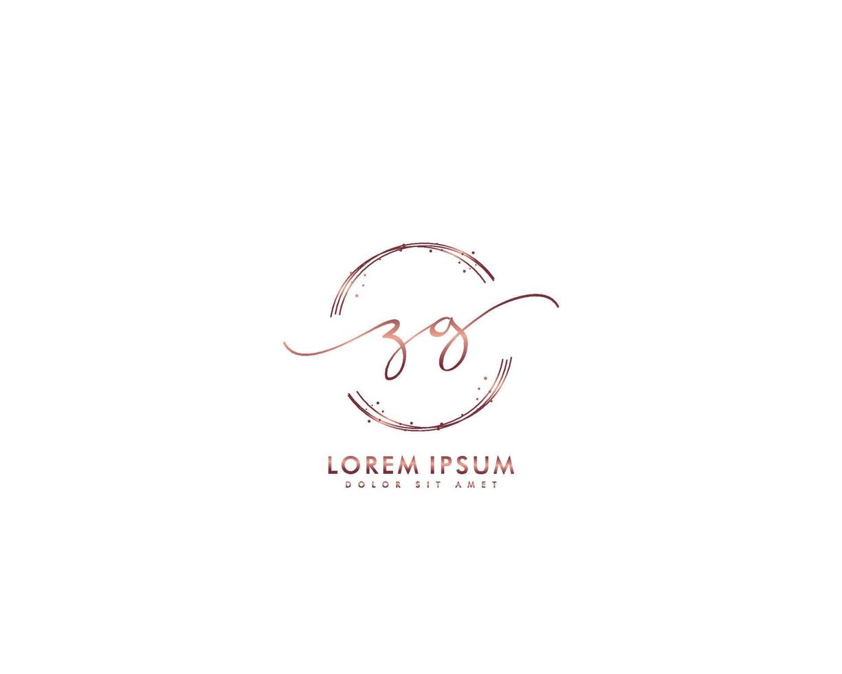 första brev zg feminin logotyp skönhet monogram och elegant logotyp design, handstil logotyp av första signatur, bröllop, mode, blommig och botanisk med kreativ mall vektor