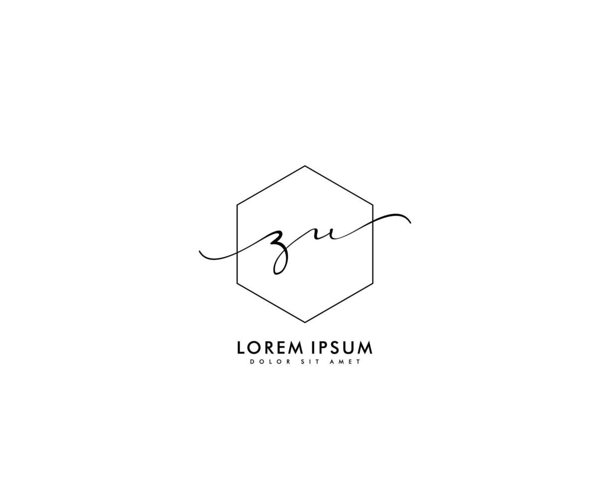 första brev zu feminin logotyp skönhet monogram och elegant logotyp design, handstil logotyp av första signatur, bröllop, mode, blommig och botanisk med kreativ mall vektor