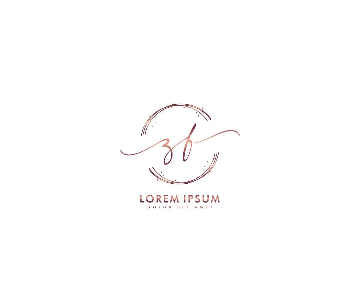 första brev zf feminin logotyp skönhet monogram och elegant logotyp design, handstil logotyp av första signatur, bröllop, mode, blommig och botanisk med kreativ mall vektor