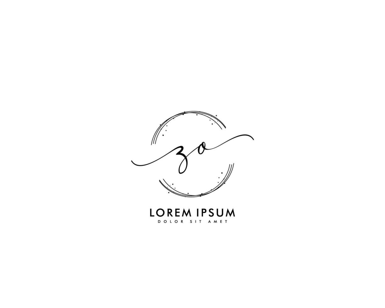 första brev zo feminin logotyp skönhet monogram och elegant logotyp design, handstil logotyp av första signatur, bröllop, mode, blommig och botanisk med kreativ mall vektor