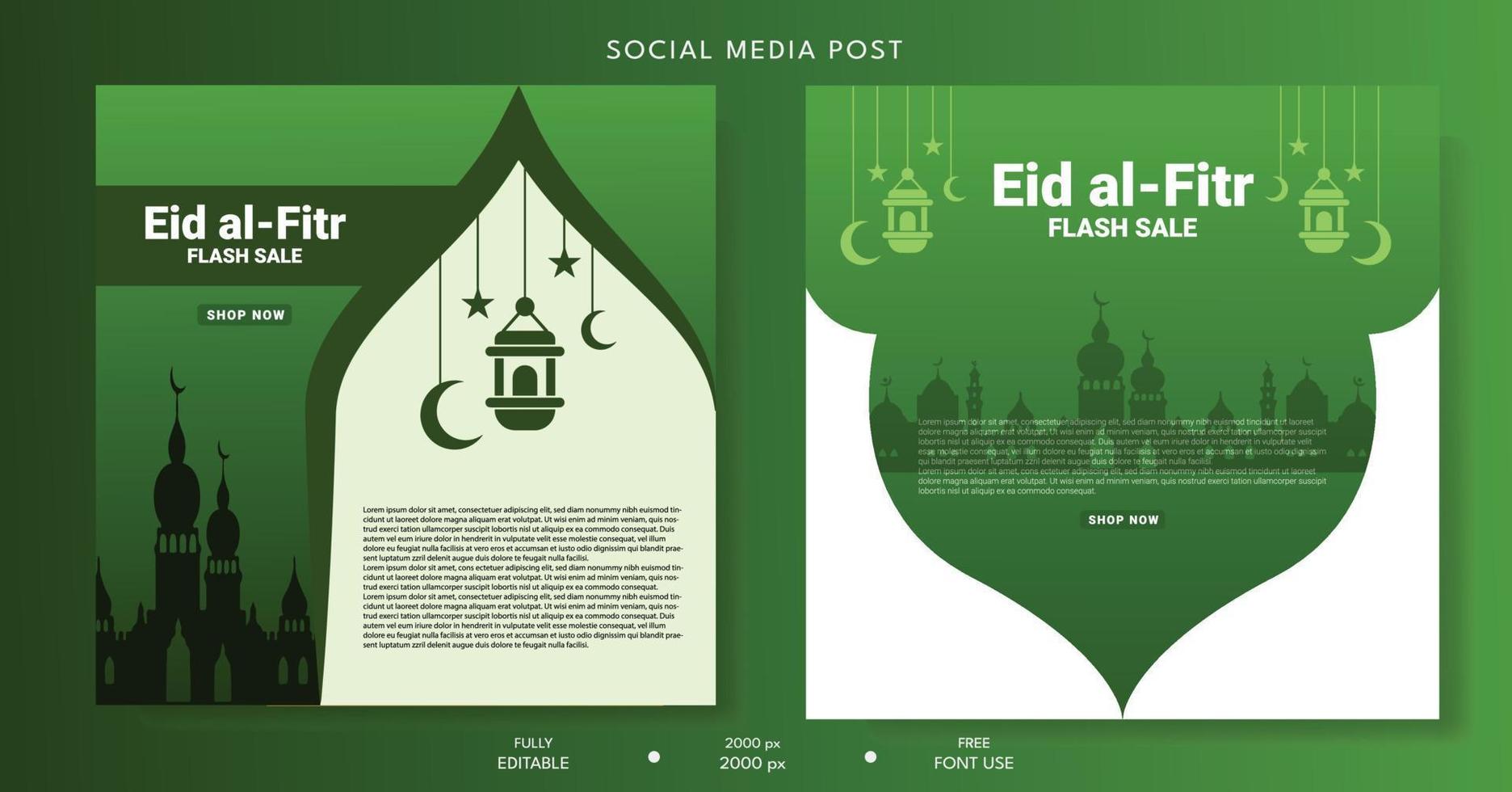 Sozial Medien Post Vorlage. einstellen von Sozial Medien Post Vorlage zum Ramadan vektor