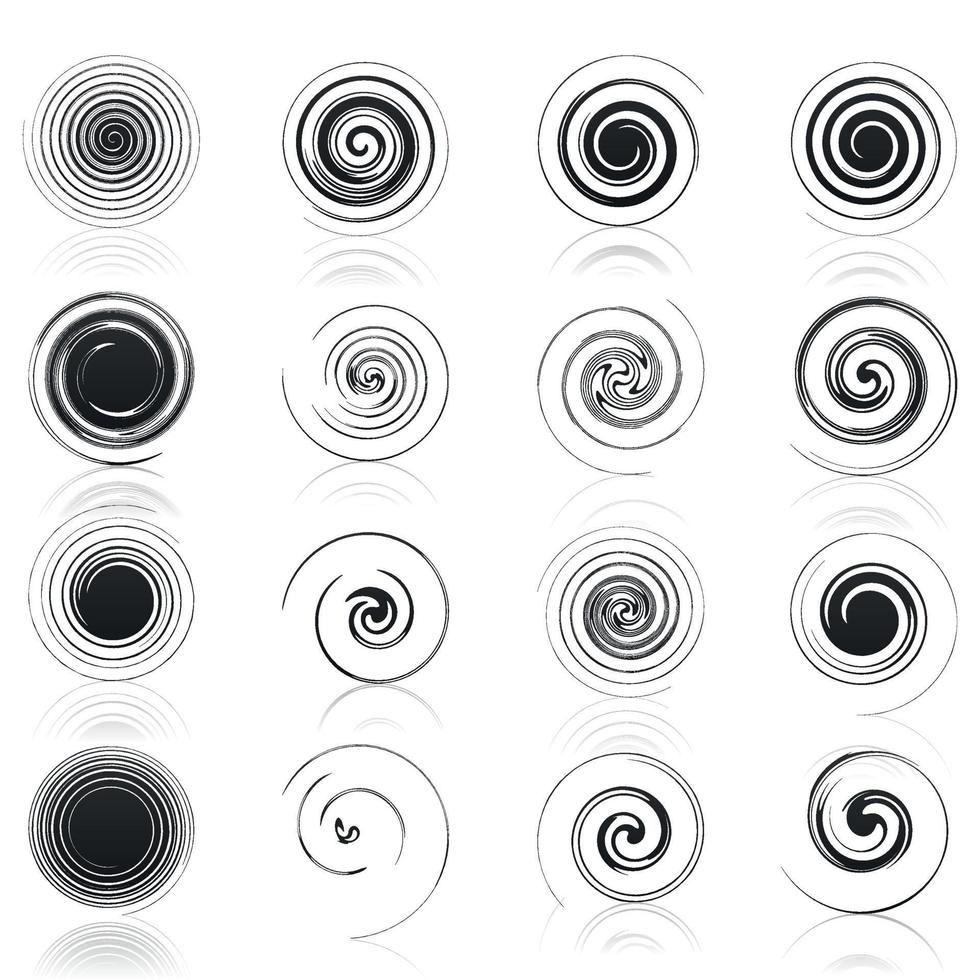 uppsättning av ikoner av svart spiraler. en vektor illustration