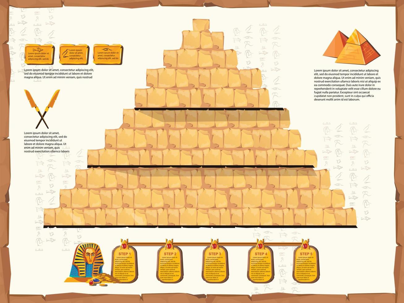 gammal egypten tid linje vektor tecknad serie infographic