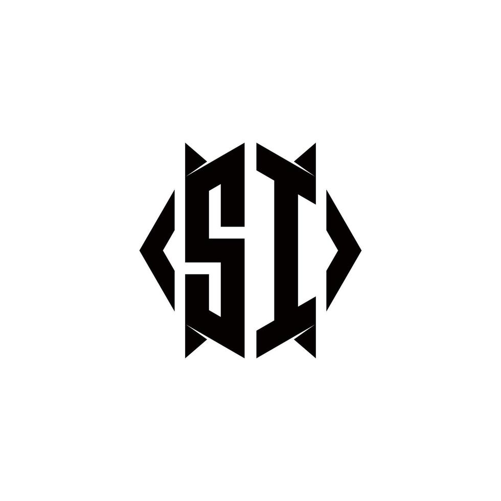 si Logo Monogramm mit Schild gestalten Designs Vorlage vektor