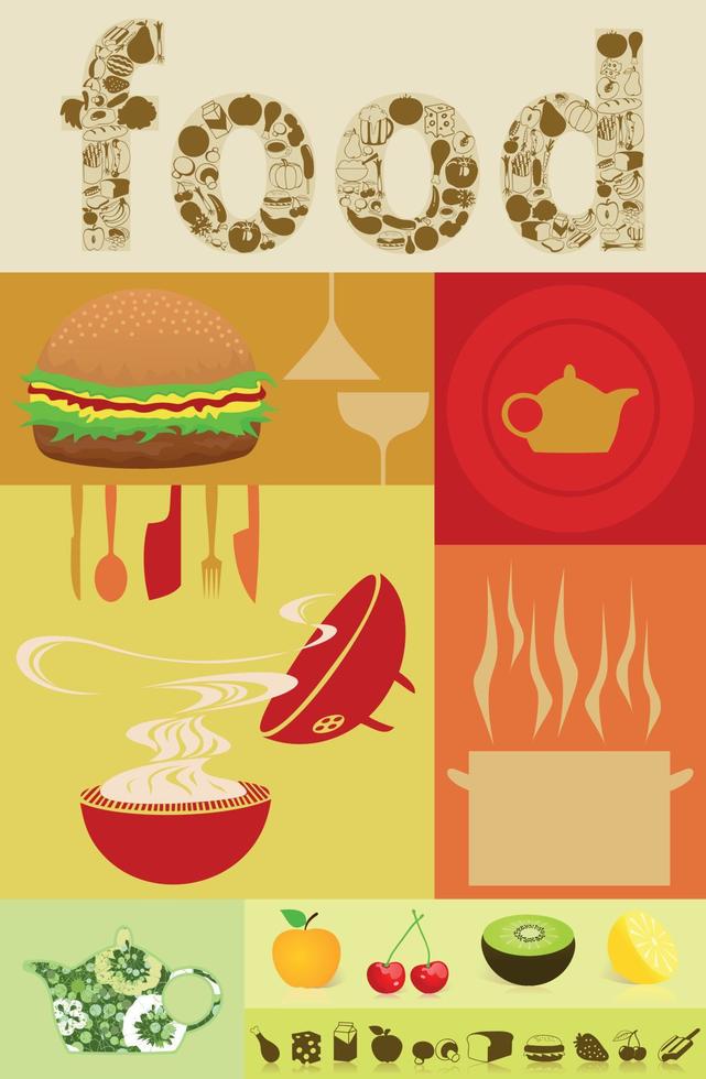 einstellen Design von Elemente auf ein Thema Mahlzeit. ein Vektor Illustration