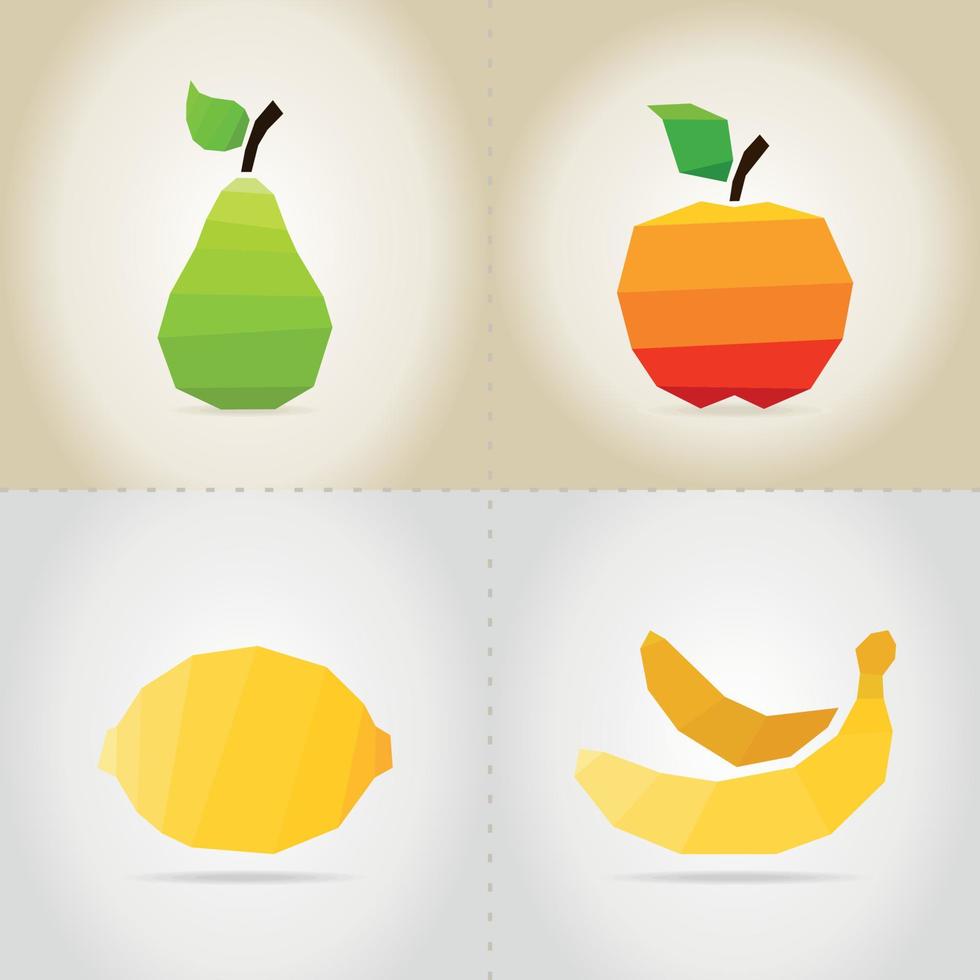 uppsättning av frukt. i en uppsättning ett äpple, en päron, en banan och en citron- vektor