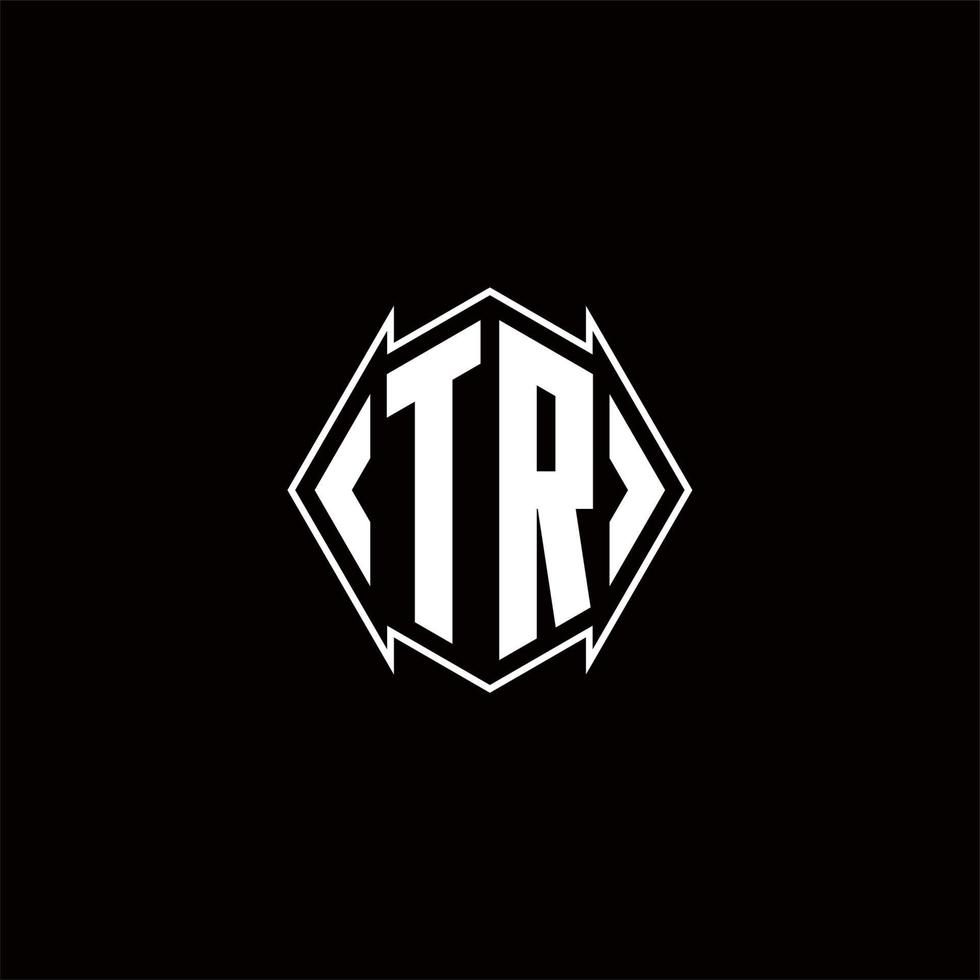 tr logotyp monogram med skydda form mönster mall vektor