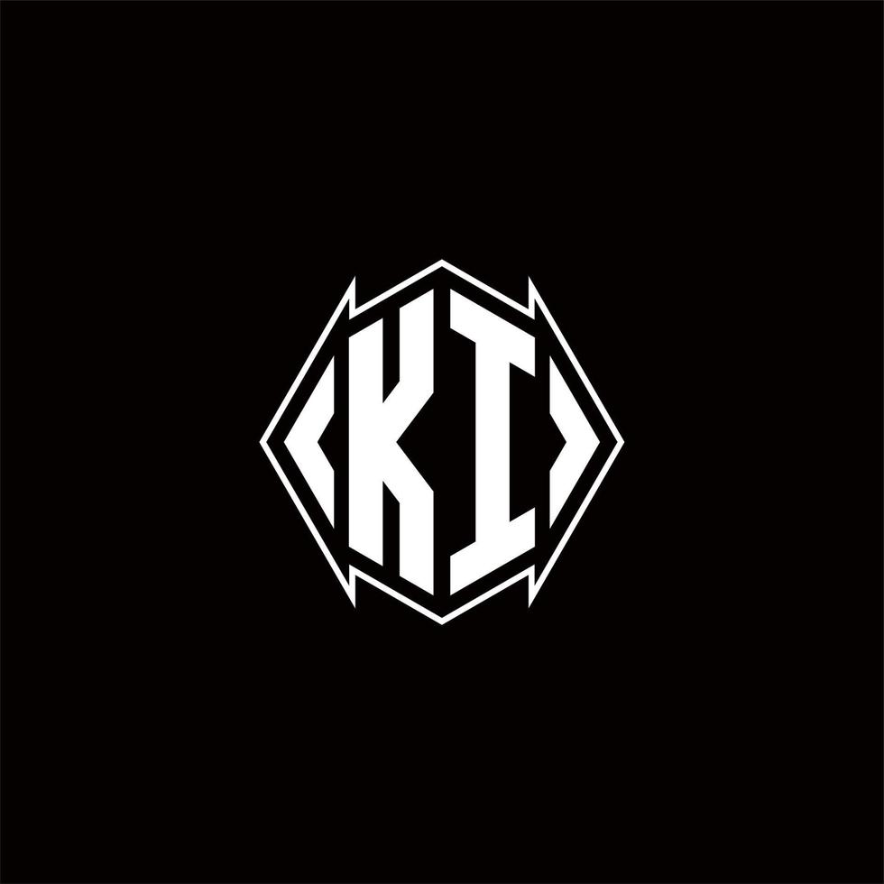 ki Logo Monogramm mit Schild gestalten Designs Vorlage vektor