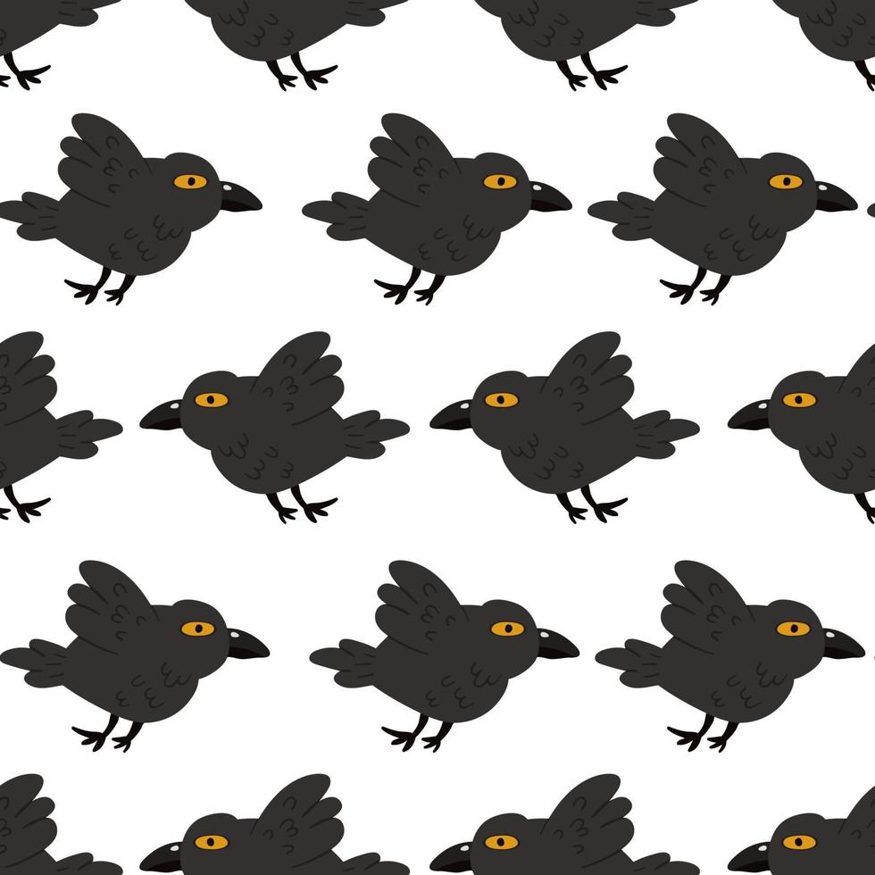 schwarzer Rabe oder Krähenvogel. Seitenansicht. Cartoon-Stil, flaches Design. halloween, horrorvektorillustration. vektor