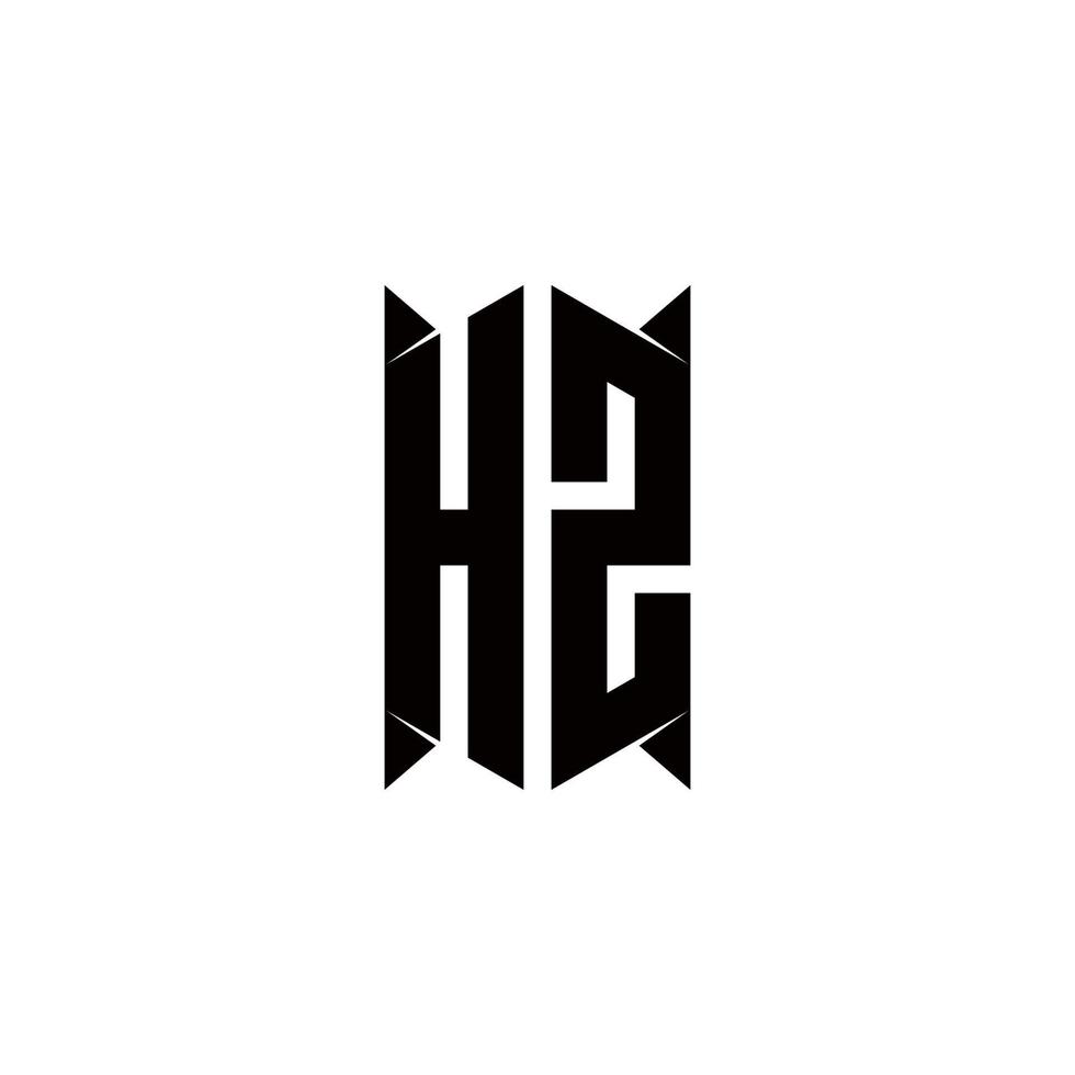 hz logotyp monogram med skydda form mönster mall vektor