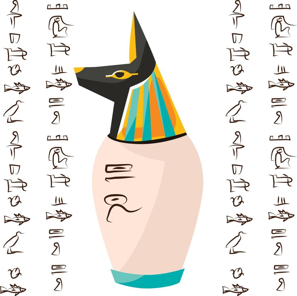 uralt ägyptisch Ritual Vase mit Falke Kopf vektor