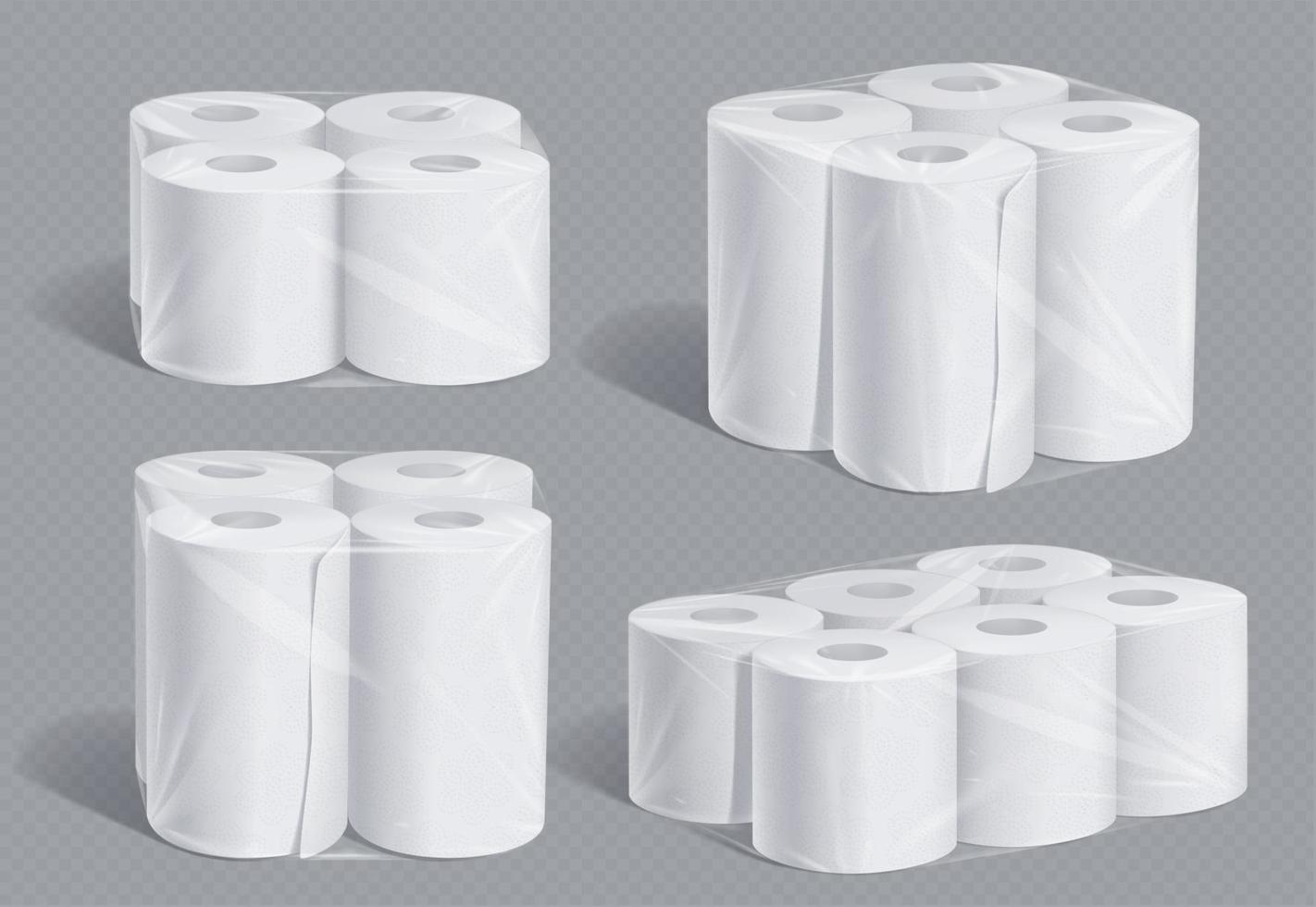 realistisch Toilette Papier, Küche Handtuch Pack Modelle vektor