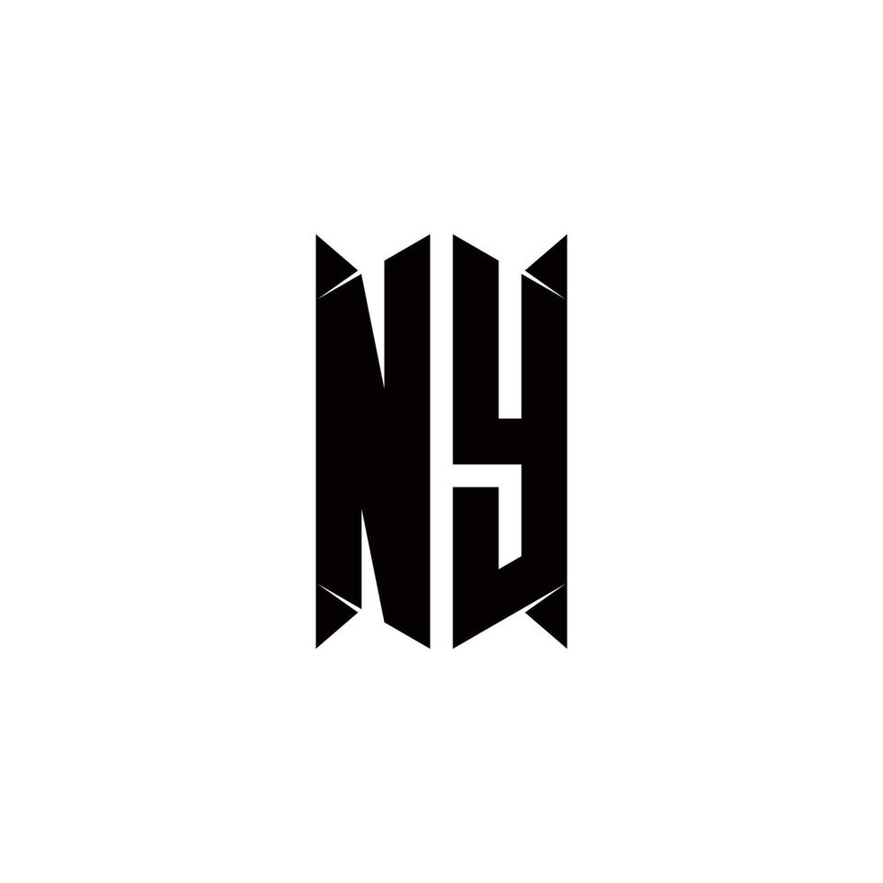 ny logotyp monogram med skydda form mönster mall vektor