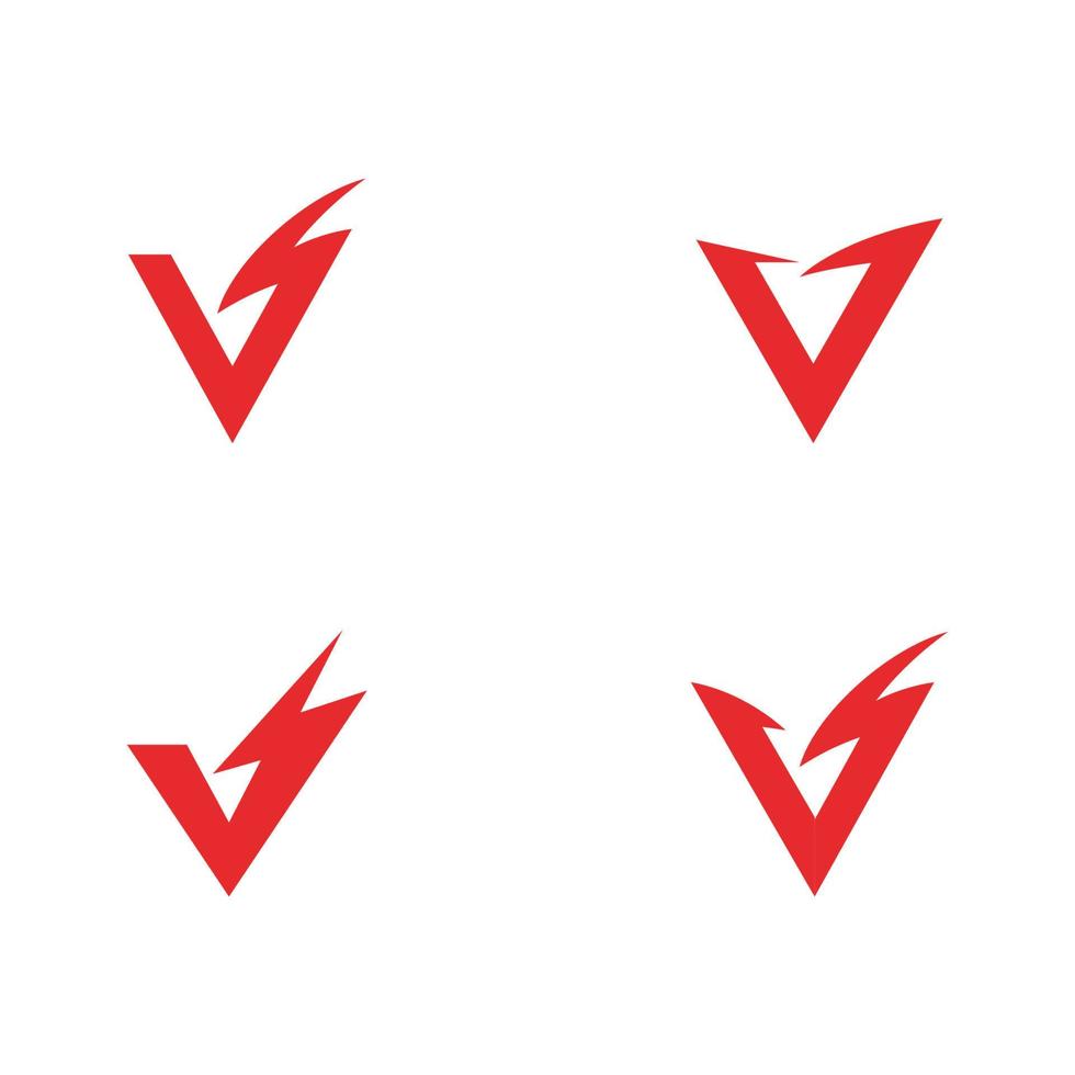 v brev lightning logotyp mall vektor