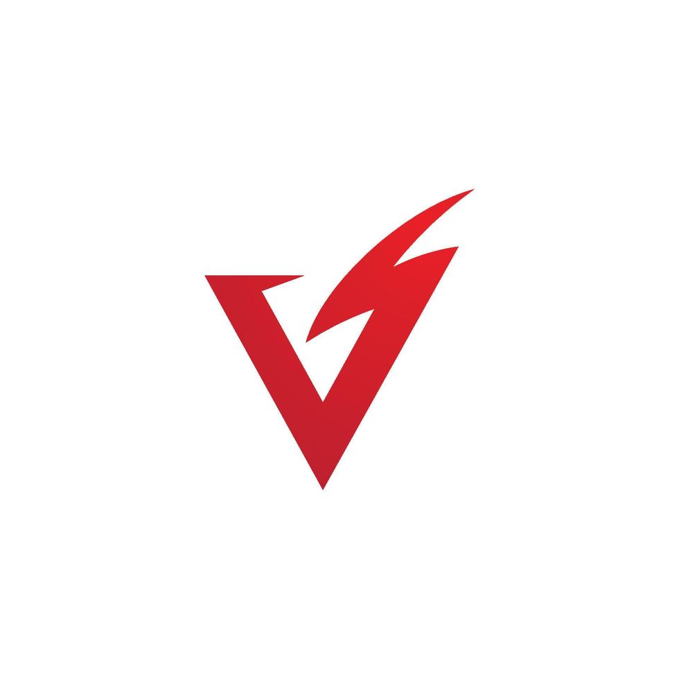 v brev lightning logotyp mall vektor