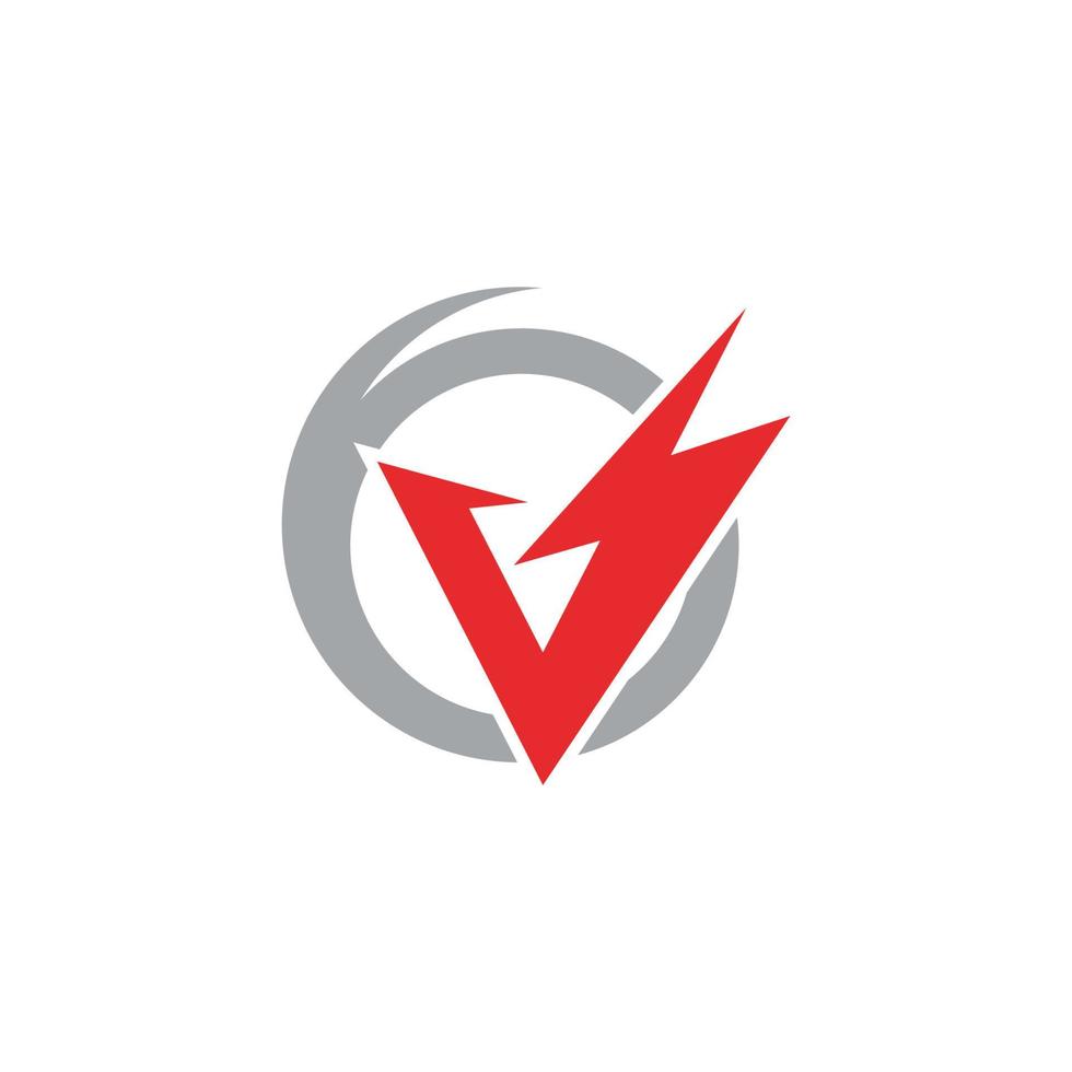 v brev lightning logotyp mall vektor