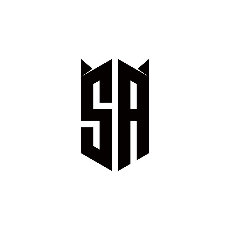 sa logotyp monogram med skydda form mönster mall vektor