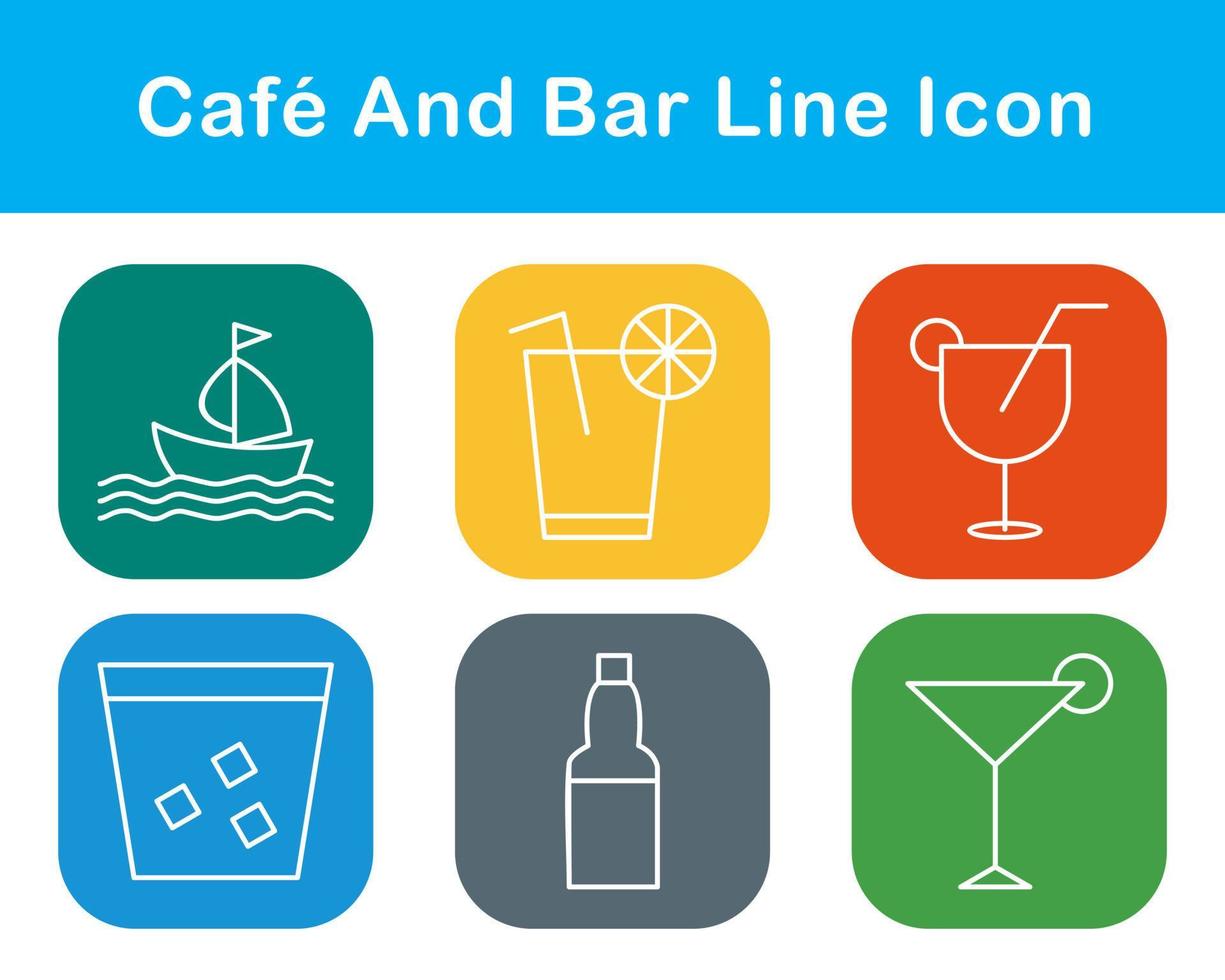 Cafe und Bar Vektor Symbol einstellen