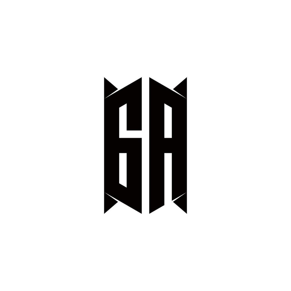 ga Logo Monogramm mit Schild gestalten Designs Vorlage vektor