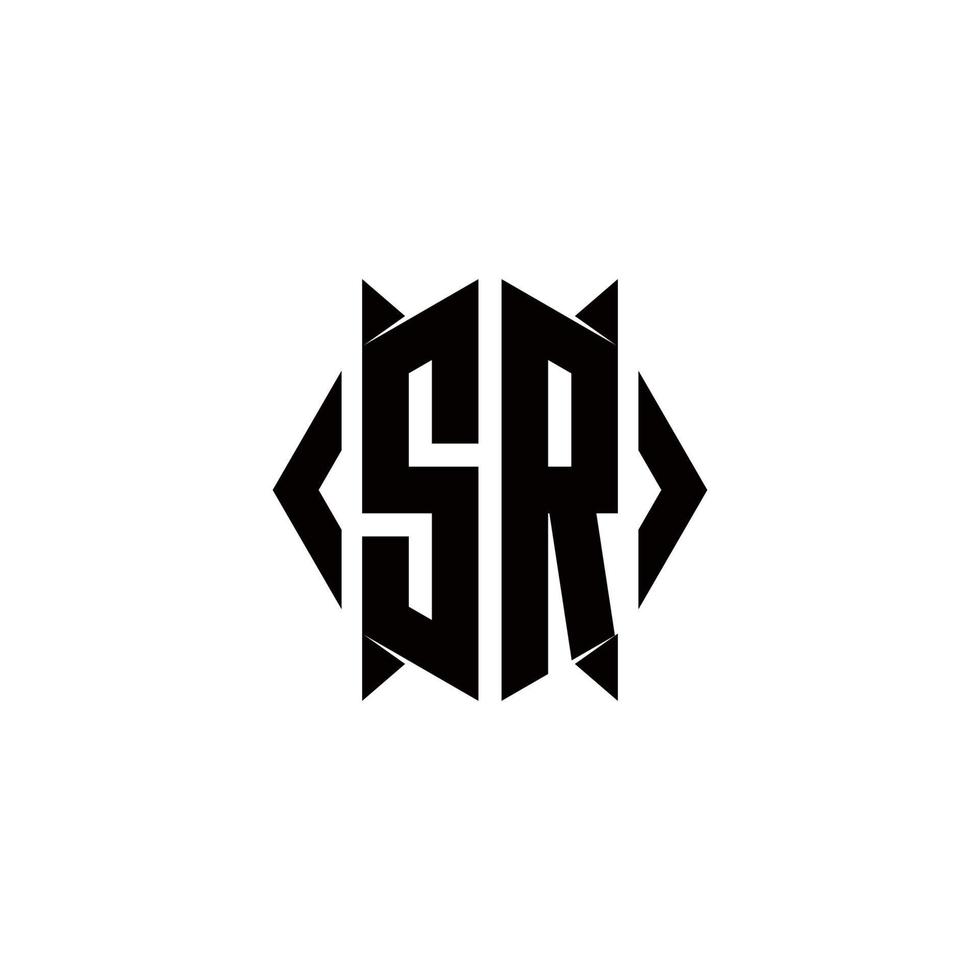 sr Logo Monogramm mit Schild gestalten Designs Vorlage vektor