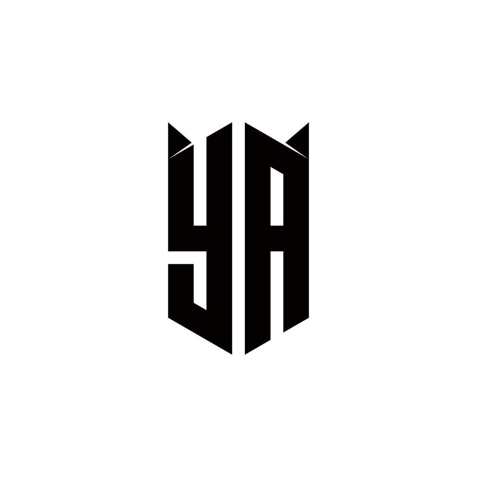 ya logotyp monogram med skydda form mönster mall vektor