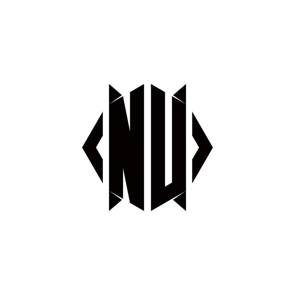 nu Logo Monogramm mit Schild gestalten Designs Vorlage vektor