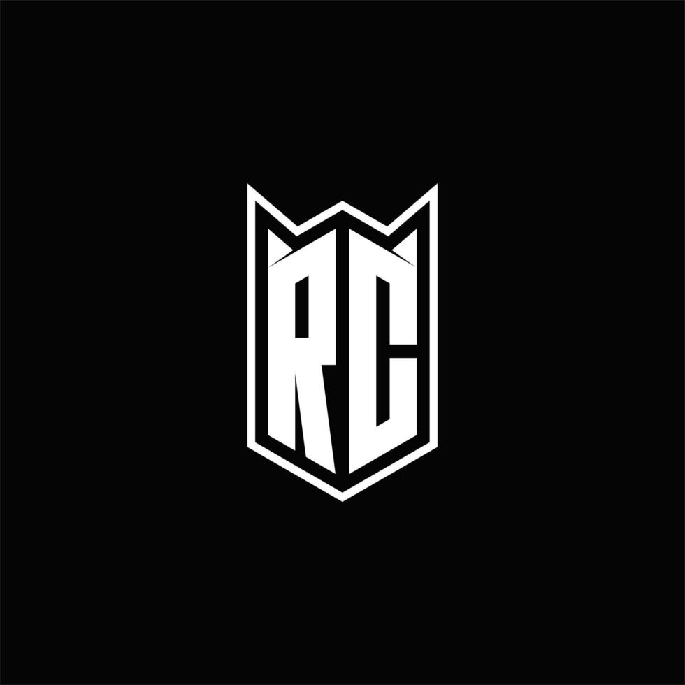 rc logotyp monogram med skydda form mönster mall vektor