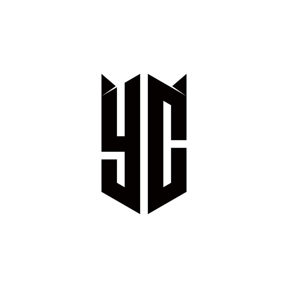 yc logotyp monogram med skydda form mönster mall vektor