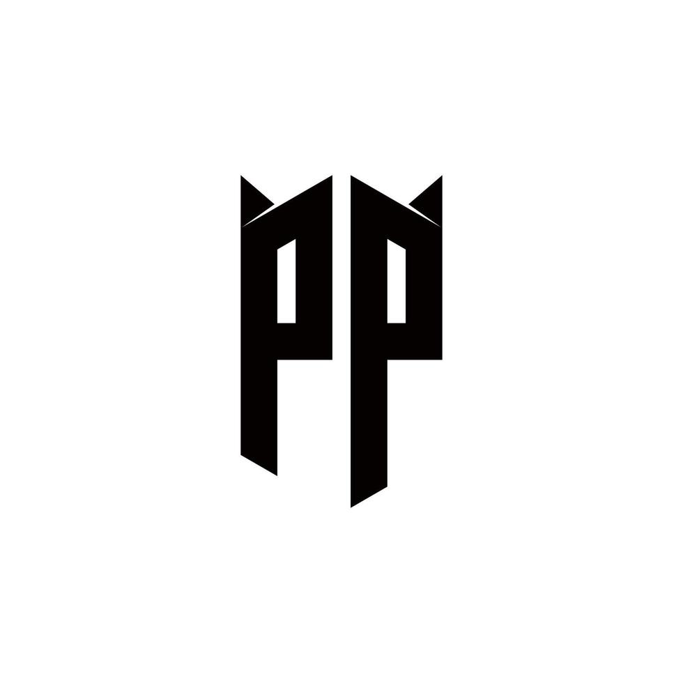 pp Logo Monogramm mit Schild gestalten Designs Vorlage vektor