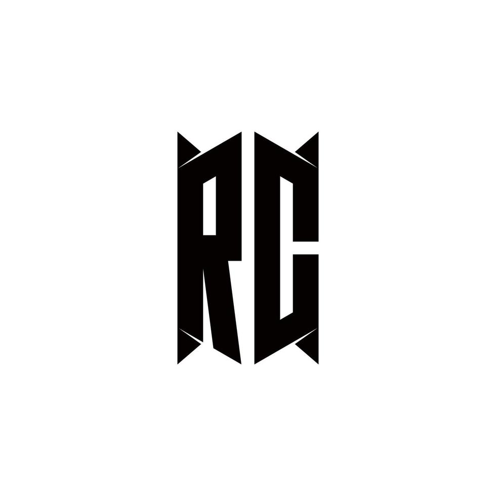 rc logotyp monogram med skydda form mönster mall vektor