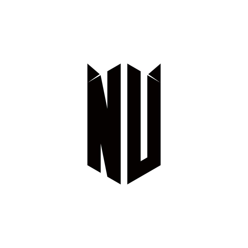 nu Logo Monogramm mit Schild gestalten Designs Vorlage vektor