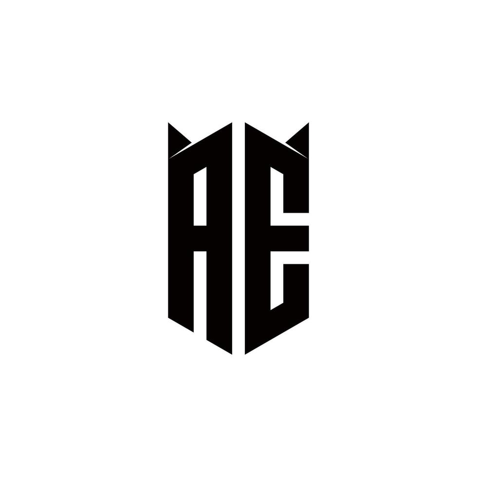 ae logotyp monogram med sköld form mall vektor