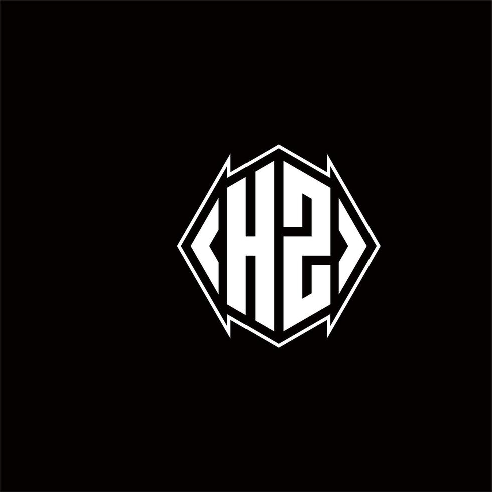 hz Logo Monogramm mit Schild gestalten Designs Vorlage vektor