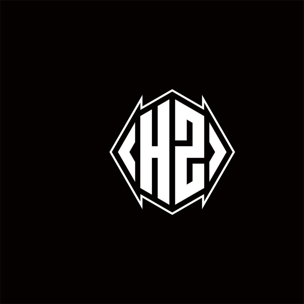 hz logotyp monogram med skydda form mönster mall vektor